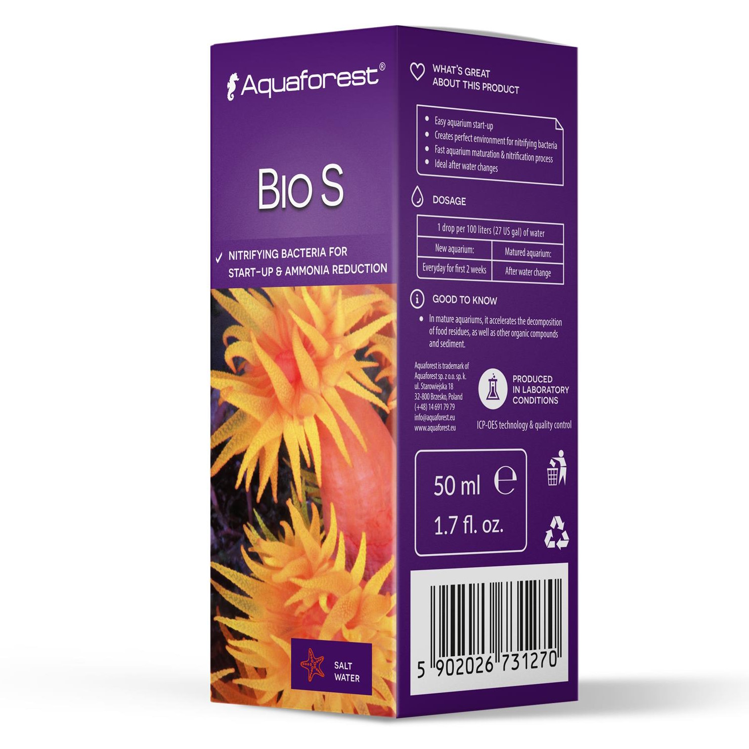 Нітрифікуючі бактерії Aquaforest Bio S 50 мл - для запуску акваріума та очищення води