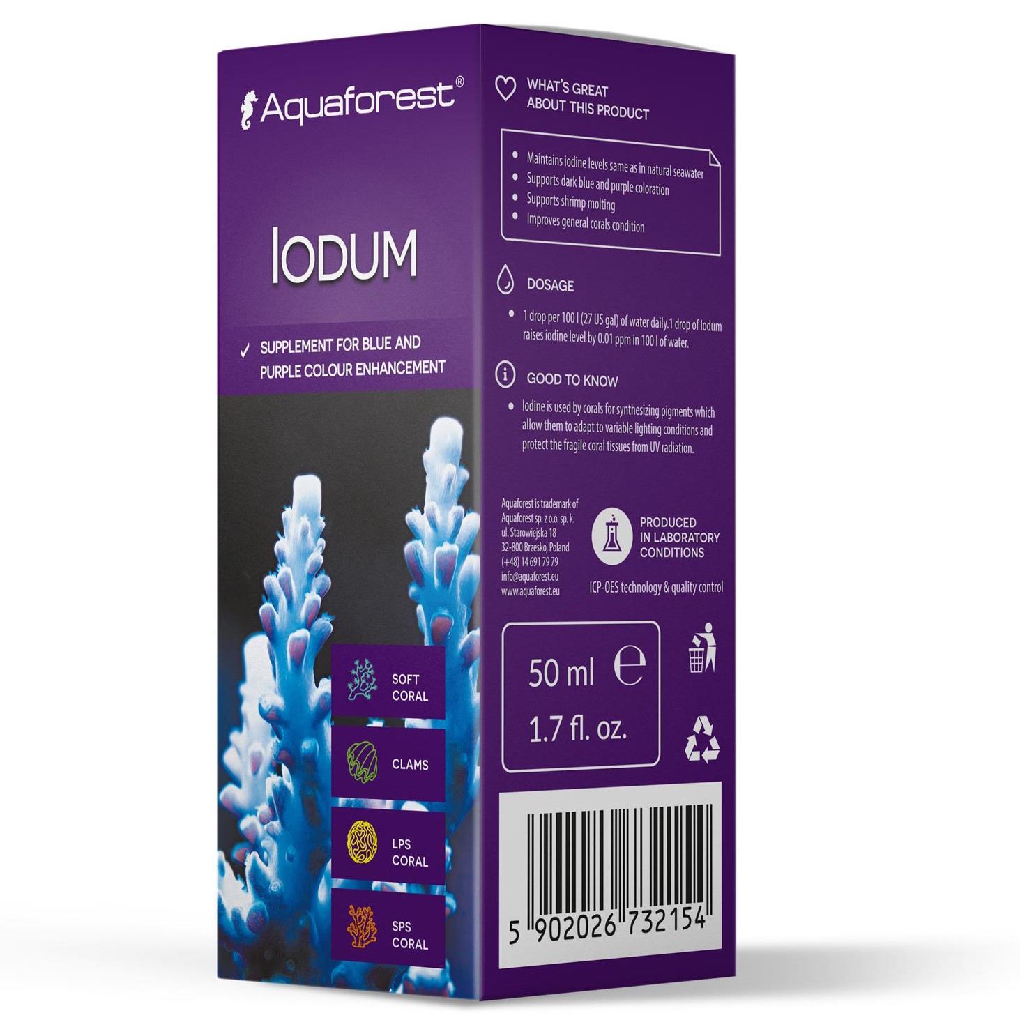 Йод (I) для морського акваріума Aquaforest Iodum 50мл - концентрована добавка для коралів, креветок