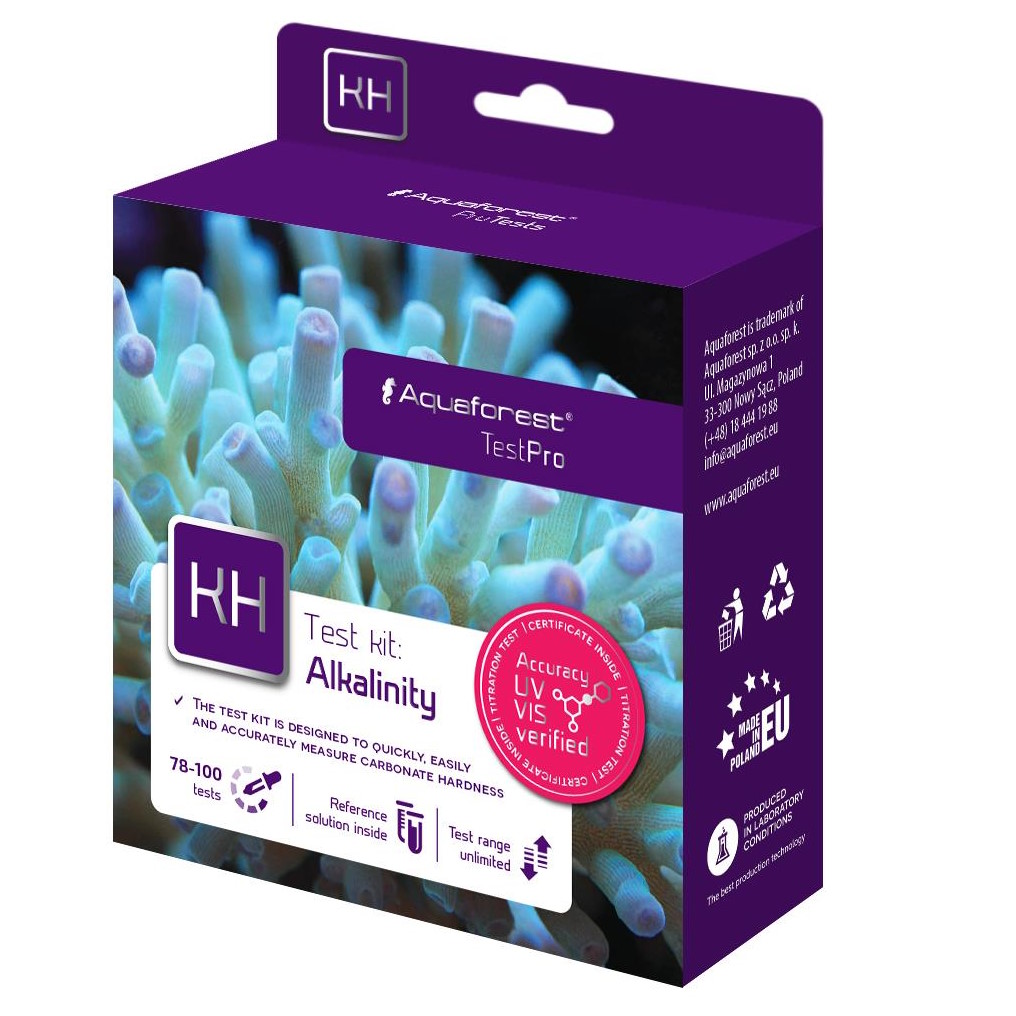 Тест на карбонатну жорсткість (KH) Aquaforest Alkalinity Test Kit, для морських акваріуміві, 78–100 вимірювань