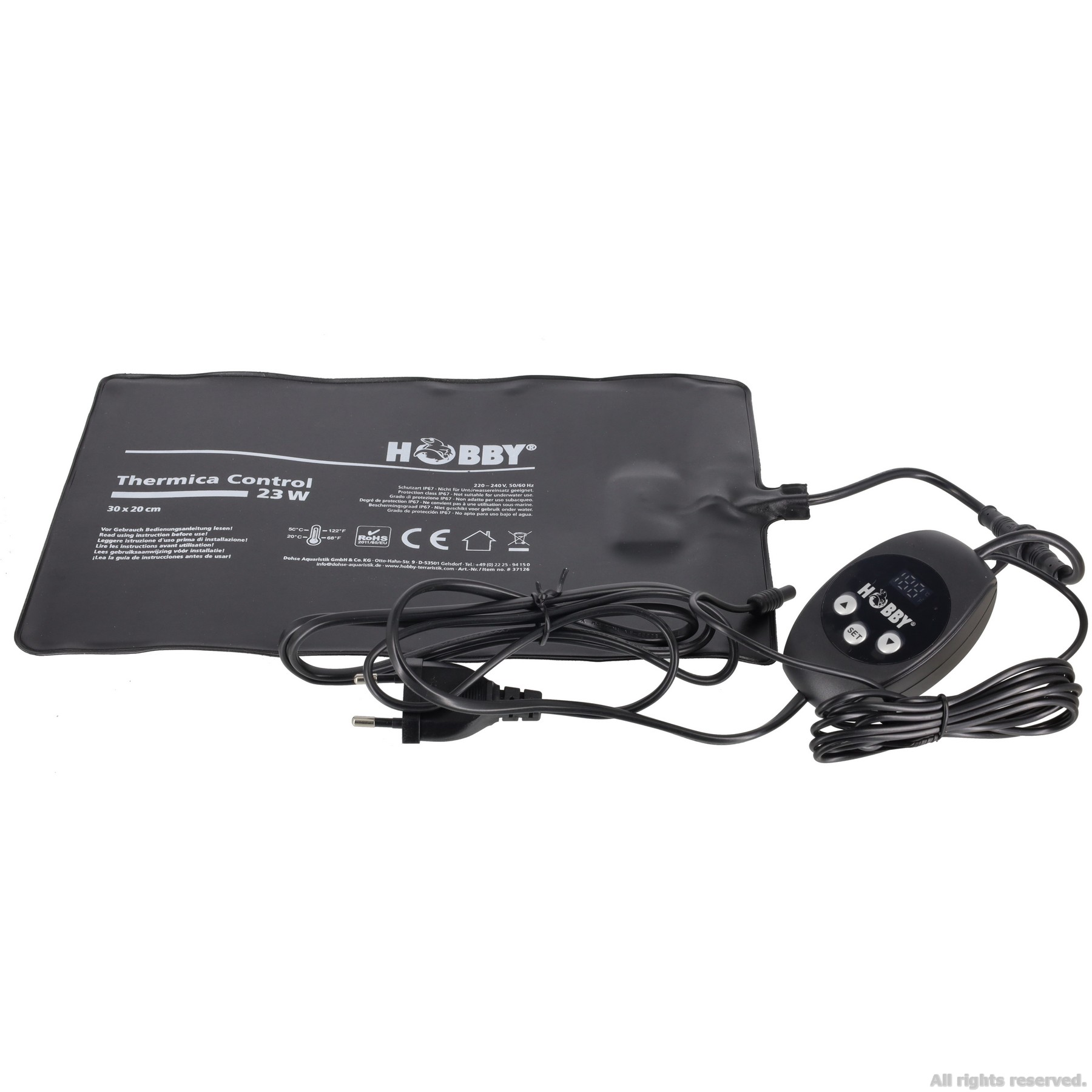 Нагрівальний мат водонепроникний з контролером Hobby Thermica Control 23 Ват IP67 30x20см (37126)