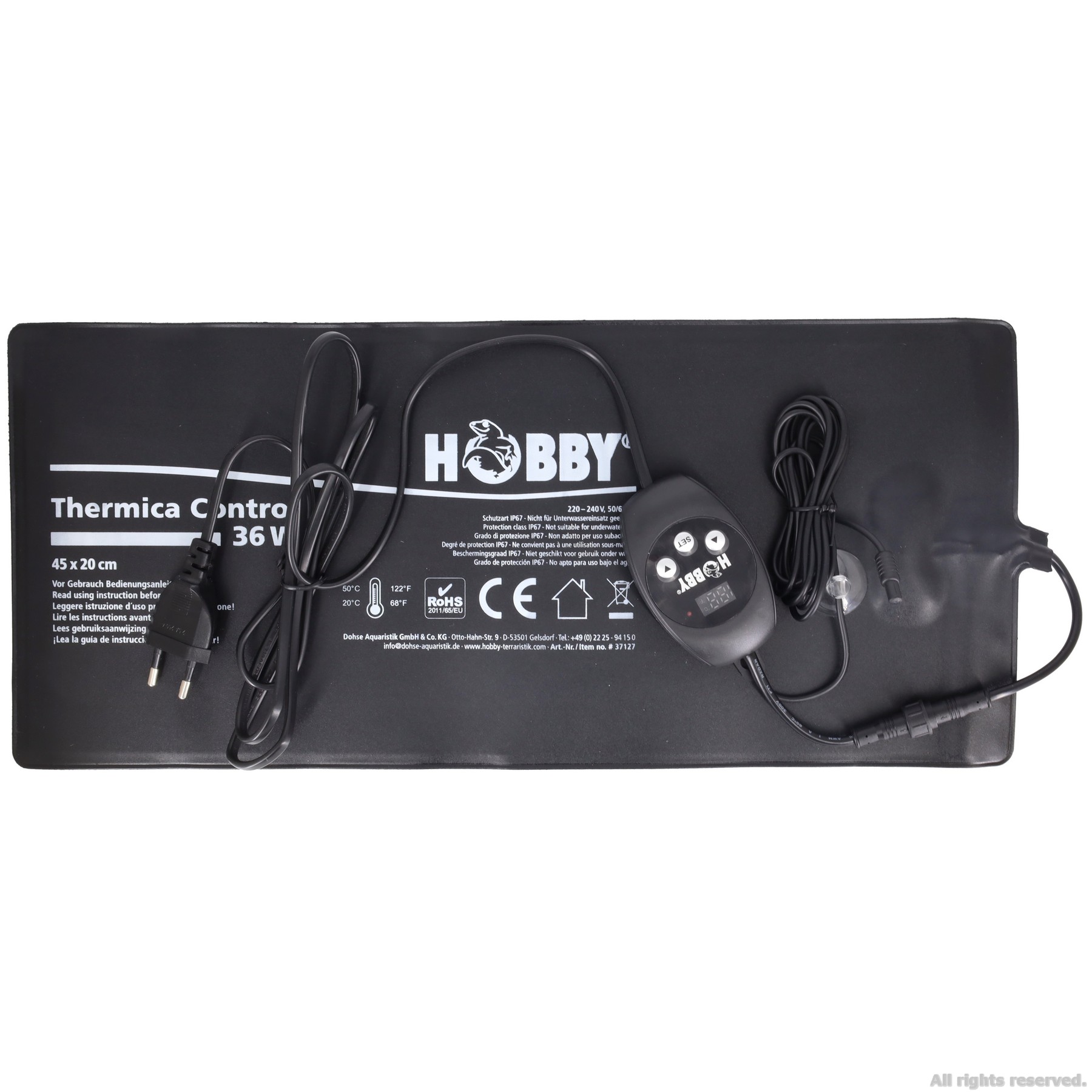 Нагрівальний мат водонепроникний з контролером Hobby Thermica Control 36 Ват IP67 45x20см (37127)