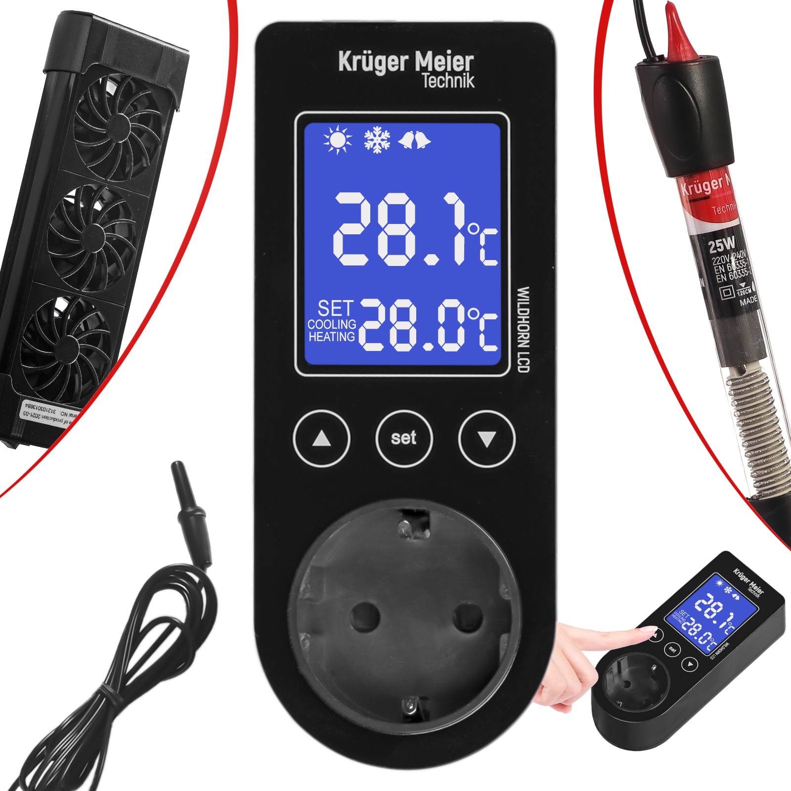 Цифровий термостат Kruger Meier Wildhorn LCD 1100Вт.