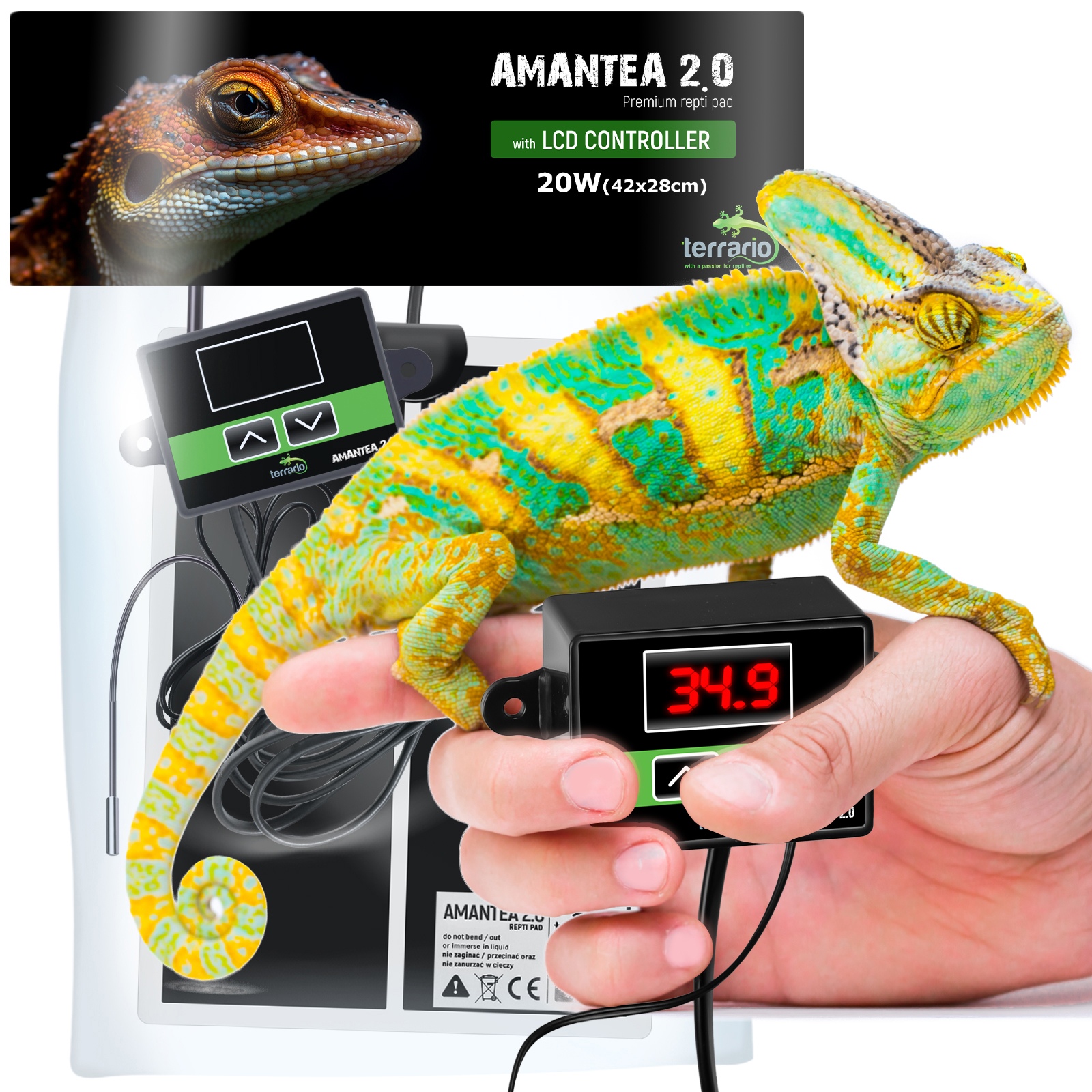 Нагрівальний мат з термостатом Terrario Amantea 2.0 20W 42x28см