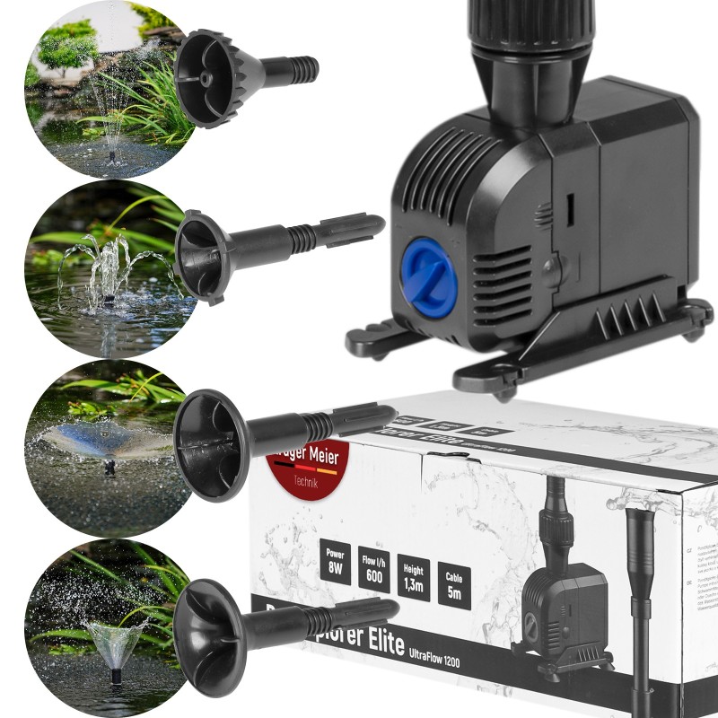 Насос-фонтан з фільтром Kruger Meier PondXplorer Elite 1200 для садового ставка 3-в-1 (600 л/г)
