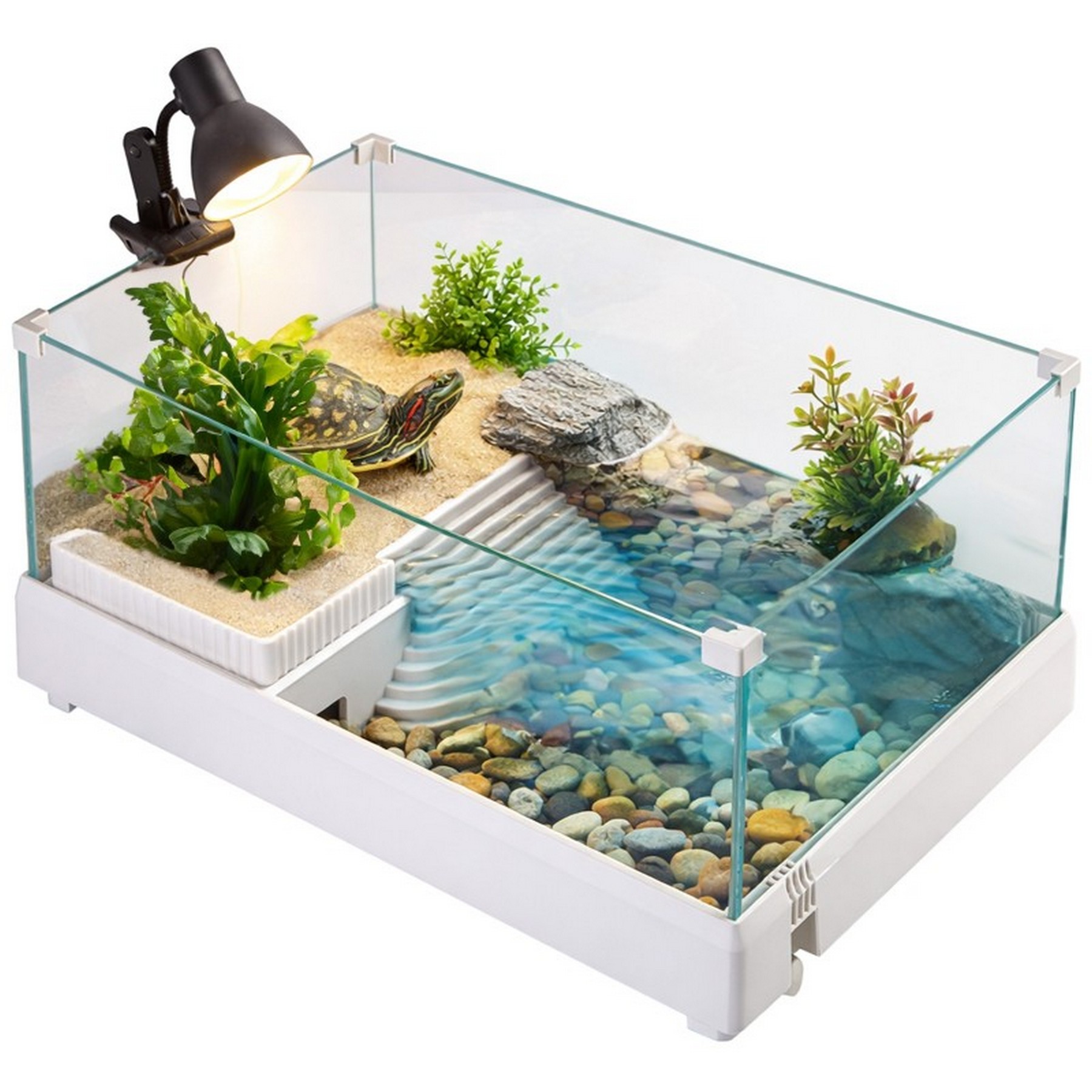 Тераріум-акваріум для черепахи Kruger Meier Turtle Shell Garden 39x27x17 см з островом і гідропонним контейнером