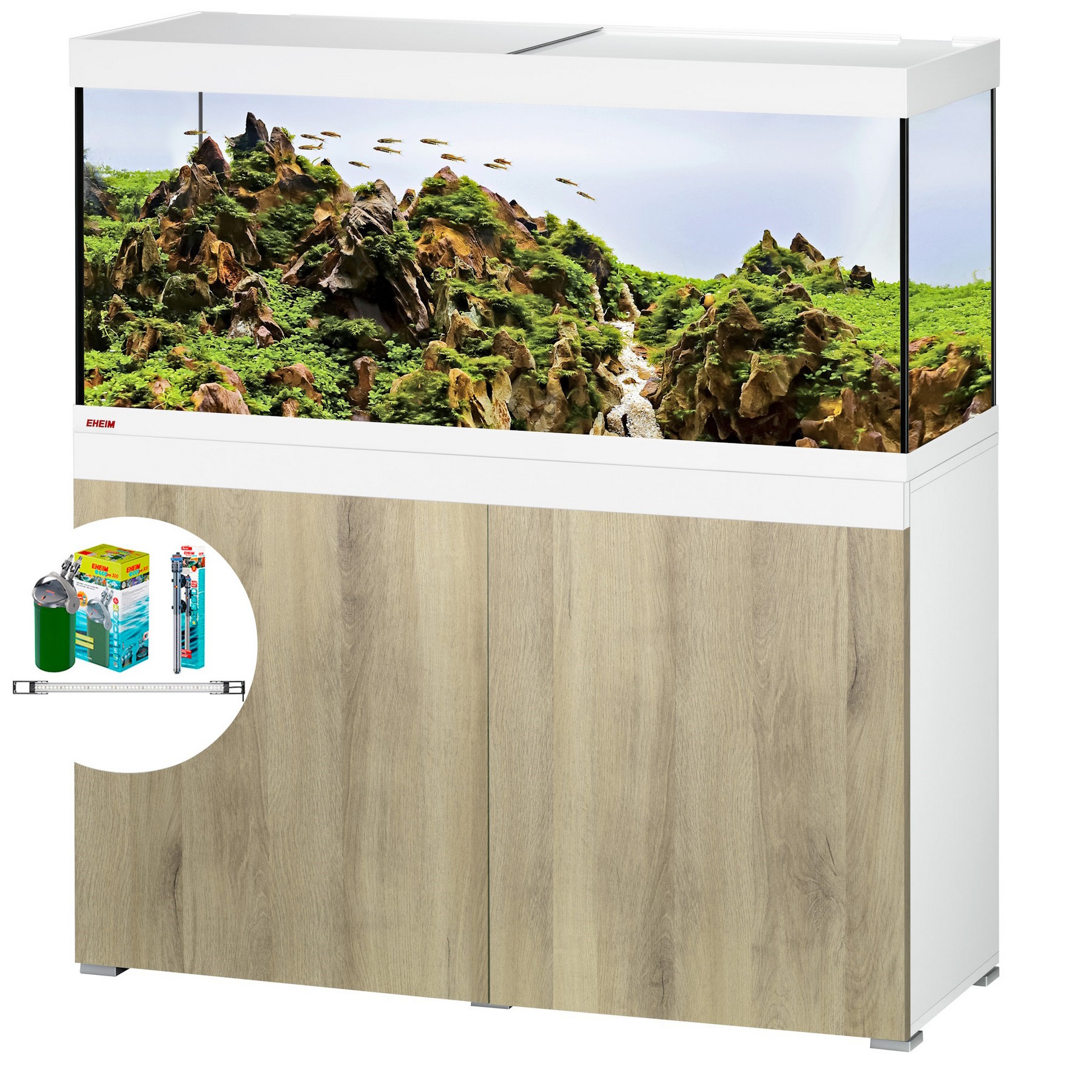 Аквариумный комплект Eheim vivaline LED 240 1x16.3W (LED) arctic/wood с тумбой (0613064)