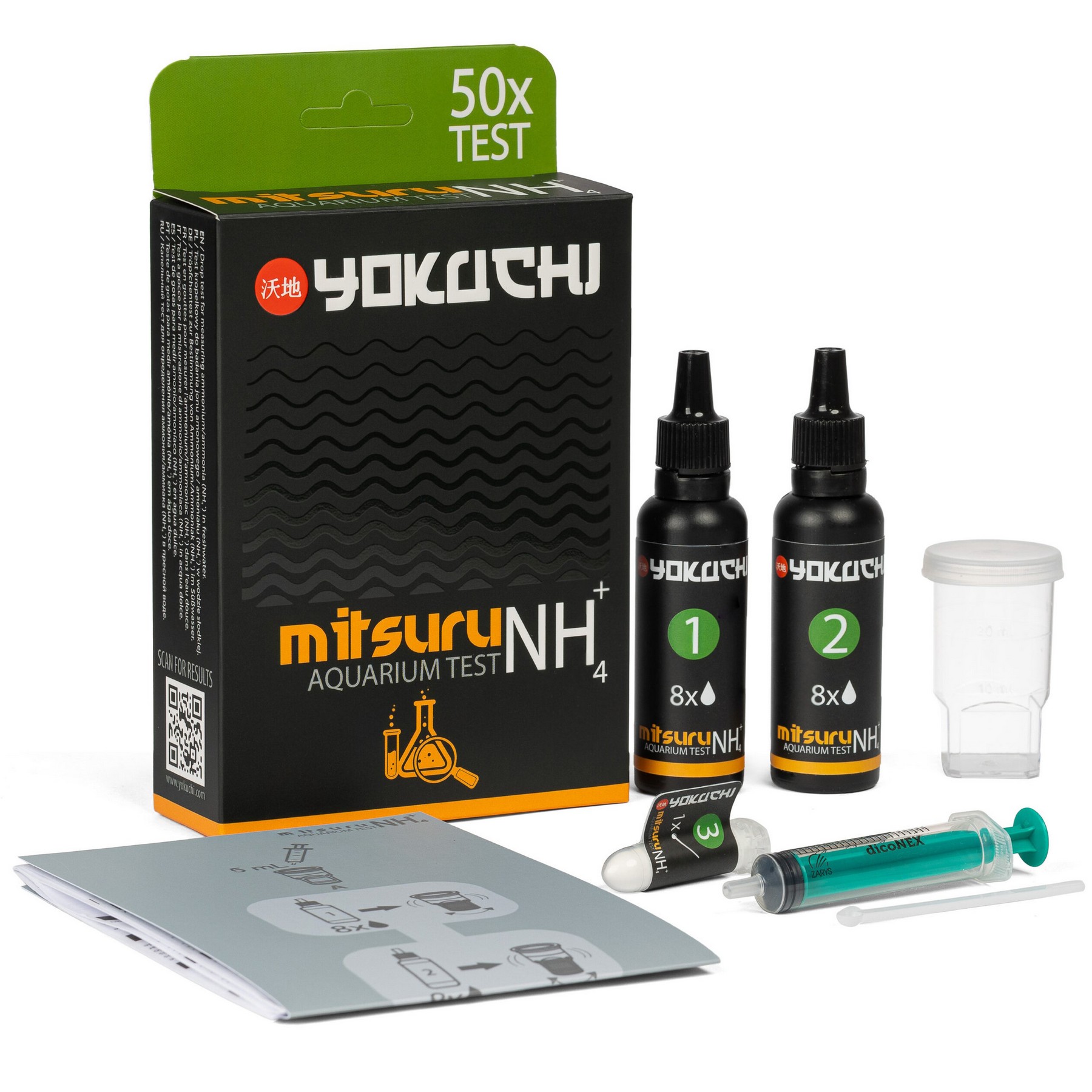 Тест на аммоний в аквариуме Yokuchi Mitsuru Aquarium Test NH4, 50 тестов