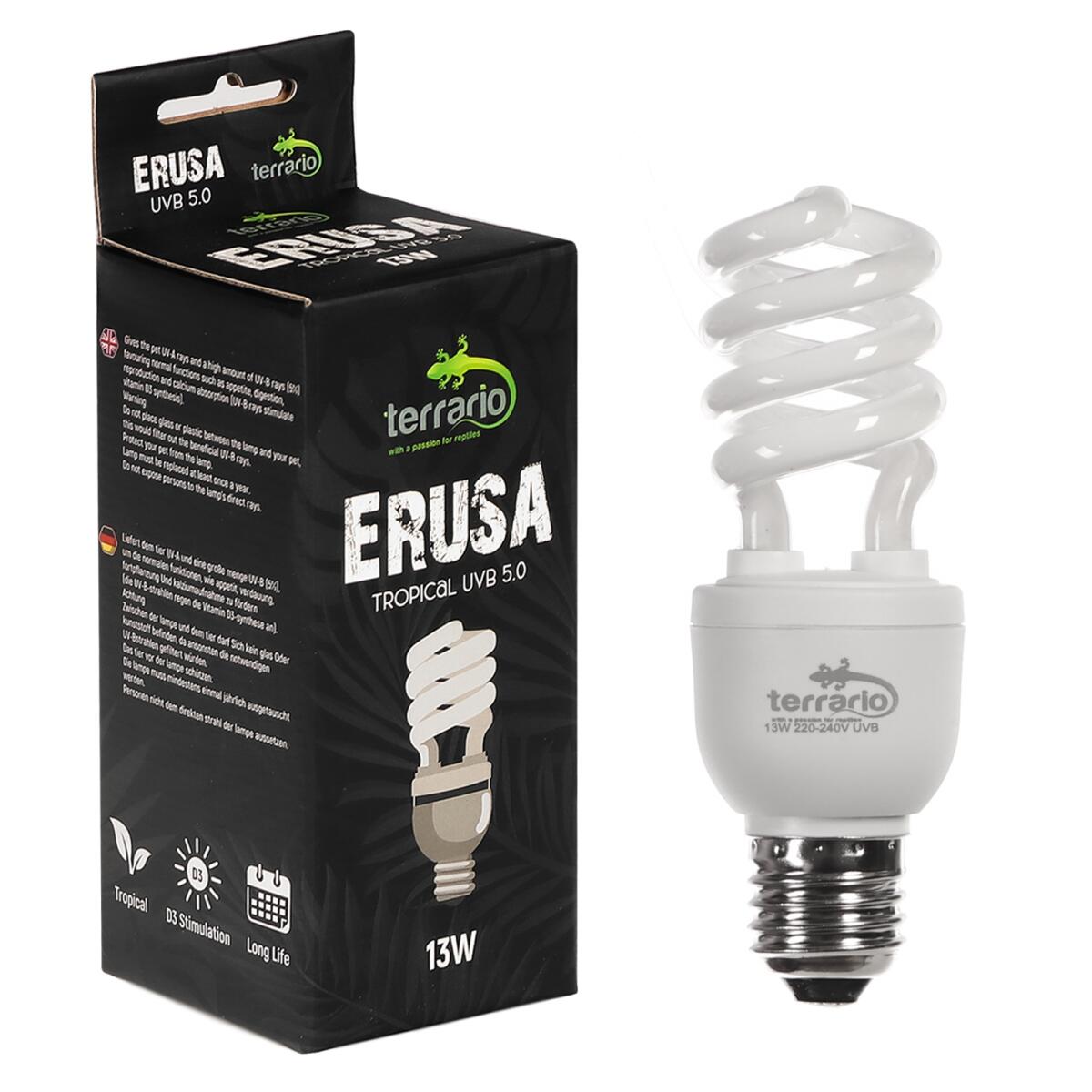 Люмінесцентна лампа Terrario Erusa Tropical UVB 5.0 13W  для тропічних рептилій та амфібій