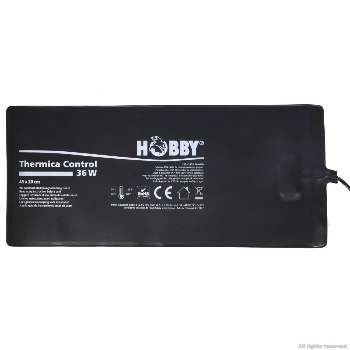 Нагрівальний мат водонепроникний з контролером Hobby Thermica Control 36 Ват IP67 45x20см (37127)