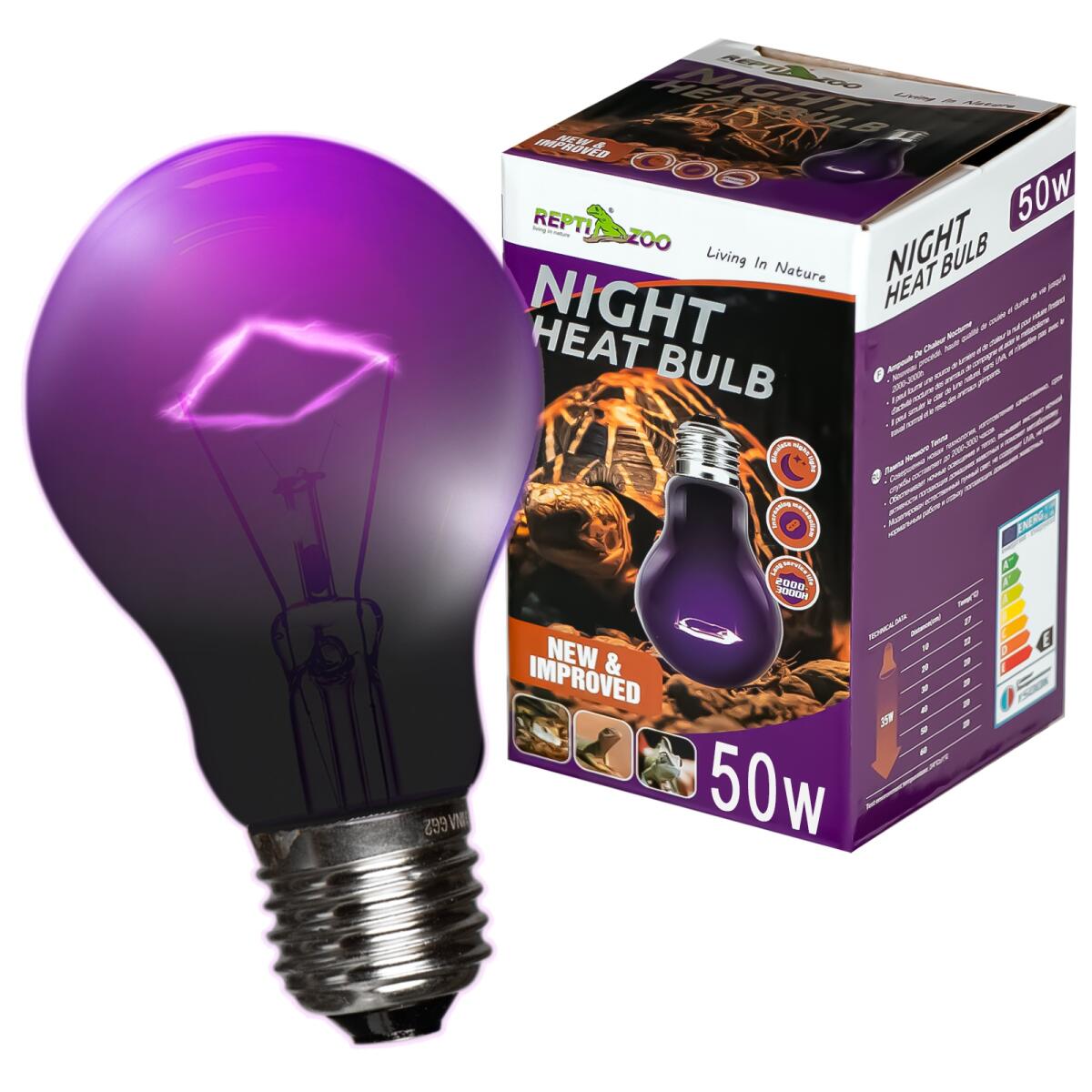 Нічна лампа з підігрівом Repti-Zoo Night Heat Bulb 50W для тераріумів без UVA (MHL50)