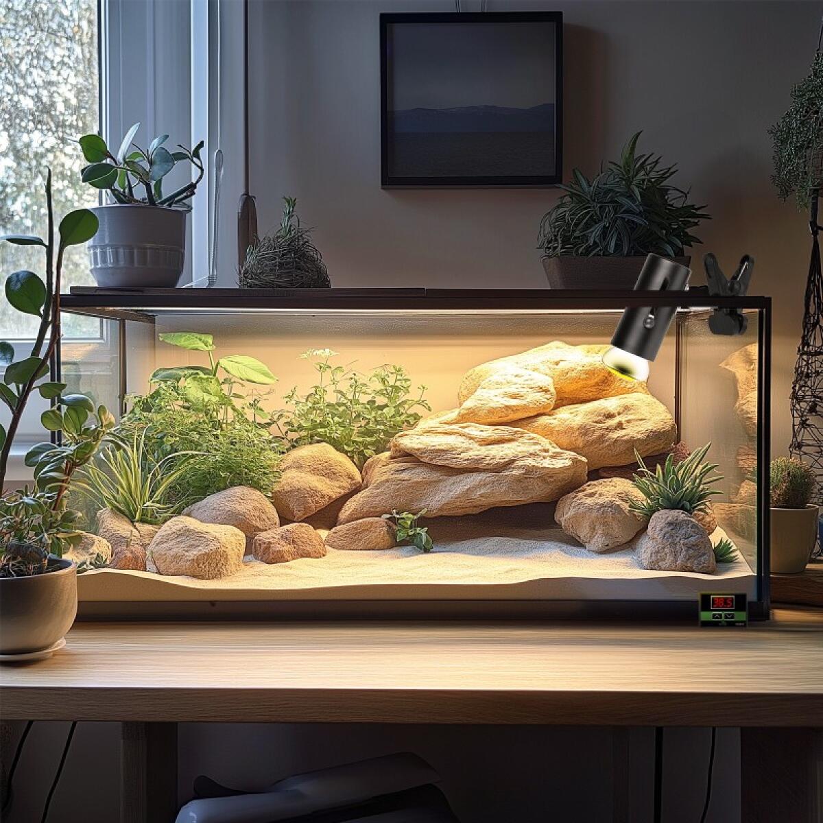 Світильник з затискної ручкою і термостатом ReptiSun Temperature Control 200W