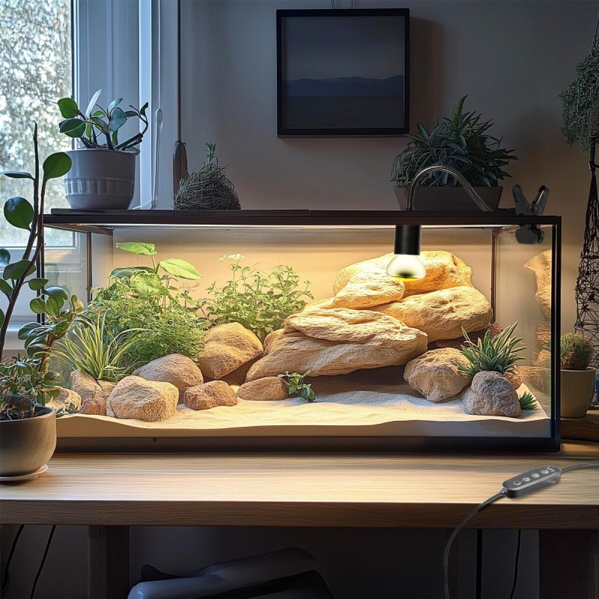 Світильник довгий з затискної ручкою і таймером Terrario Long ReptiSun Time Control 200W