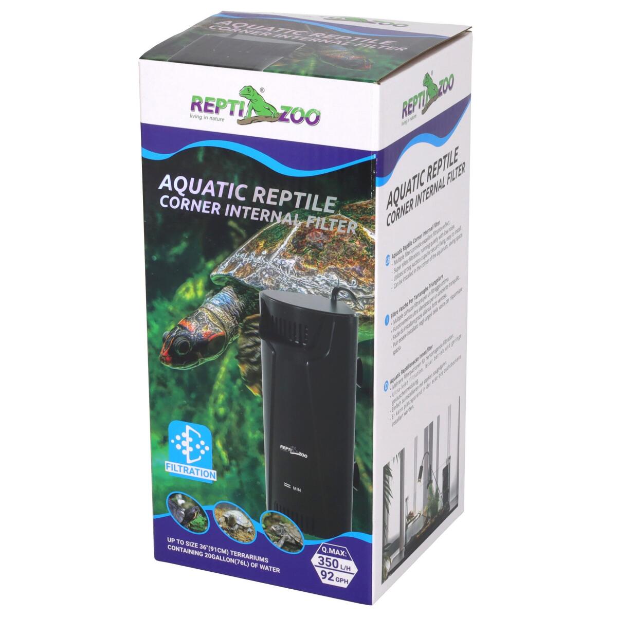 Внутрішній фільтр Repti-Zoo Aquatic Corner Filter (GLB08) для тераріумів із черепахами, рибами та амфібіями (350 л/год, до 76 літрів)