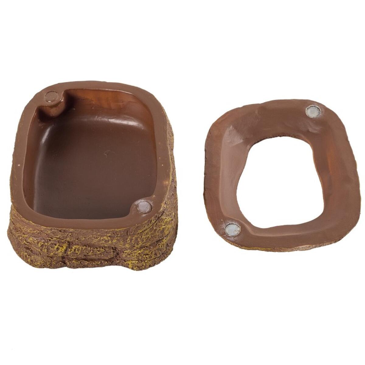 Миска магнітна для живого корму Repti-Zoo Magnetic Food Dish 9×7×4 см (ERB45) з імітацією скелі для тераріумів