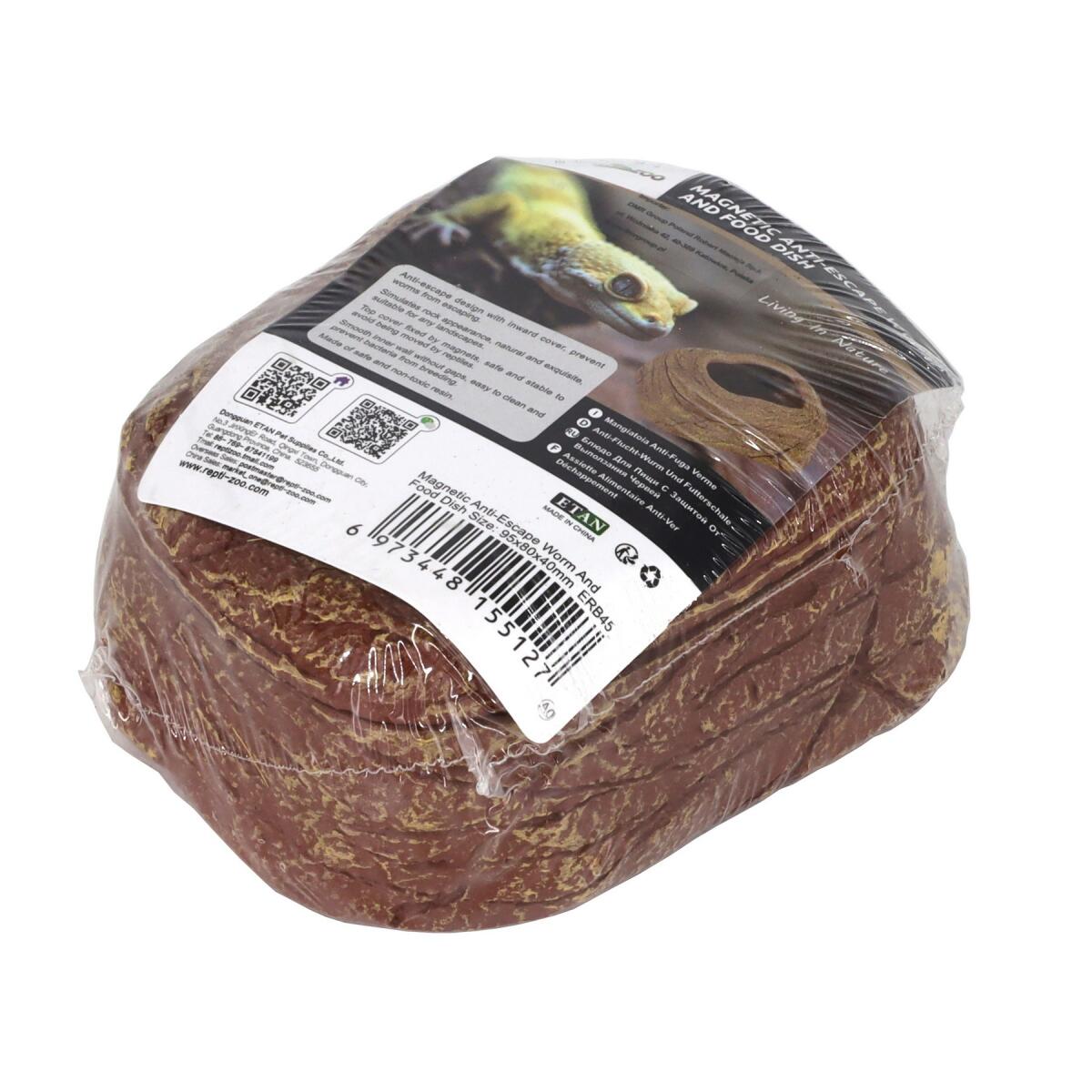 Миска магнітна для живого корму Repti-Zoo Magnetic Food Dish 9×7×4 см (ERB45) з імітацією скелі для тераріумів