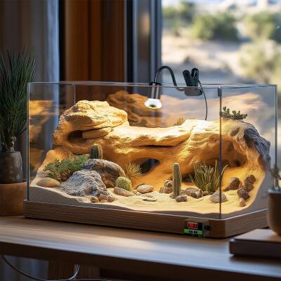 Світильник довгий з затискної ручкою і термостатом Terrario Long ReptiSun Temperature Control 200W