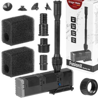 Насос-фонтан с двойным фильтром Kruger Meier FusionX 1200 для декоративного пруда 3-в-1 (600 л/ч)