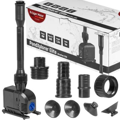 Насос-фонтан с фильтром Kruger Meier PondXplorer Elite 1200 для садового пруда 3-в-1 (600 л/ч)