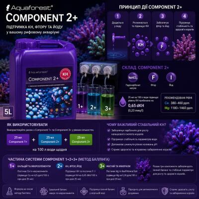 KH, фтор і йод Aquaforest Component 2+ 5л. метод Баллінга
